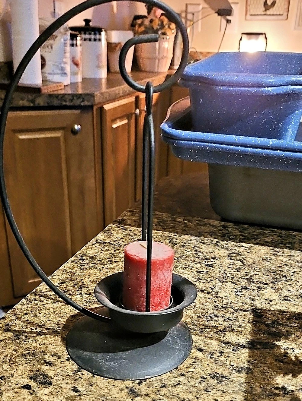 Black & Red Candle Holder with Candle